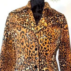 Sharon Max Women’s Sequin Leopard Print Jacket Party Dinner Night Life Y2K